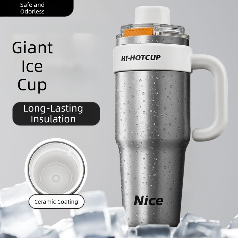 Ceramic-Lined Stainless Steel Travel Tumbler with Handle