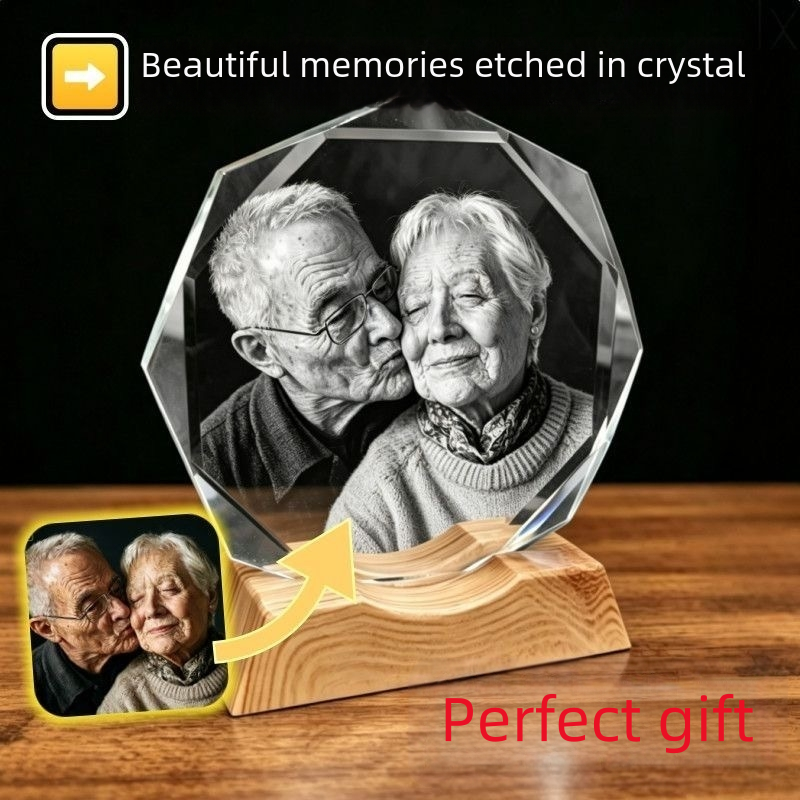 Custom 3D Laser Engraved Octagonal K9 Crystal Plaque